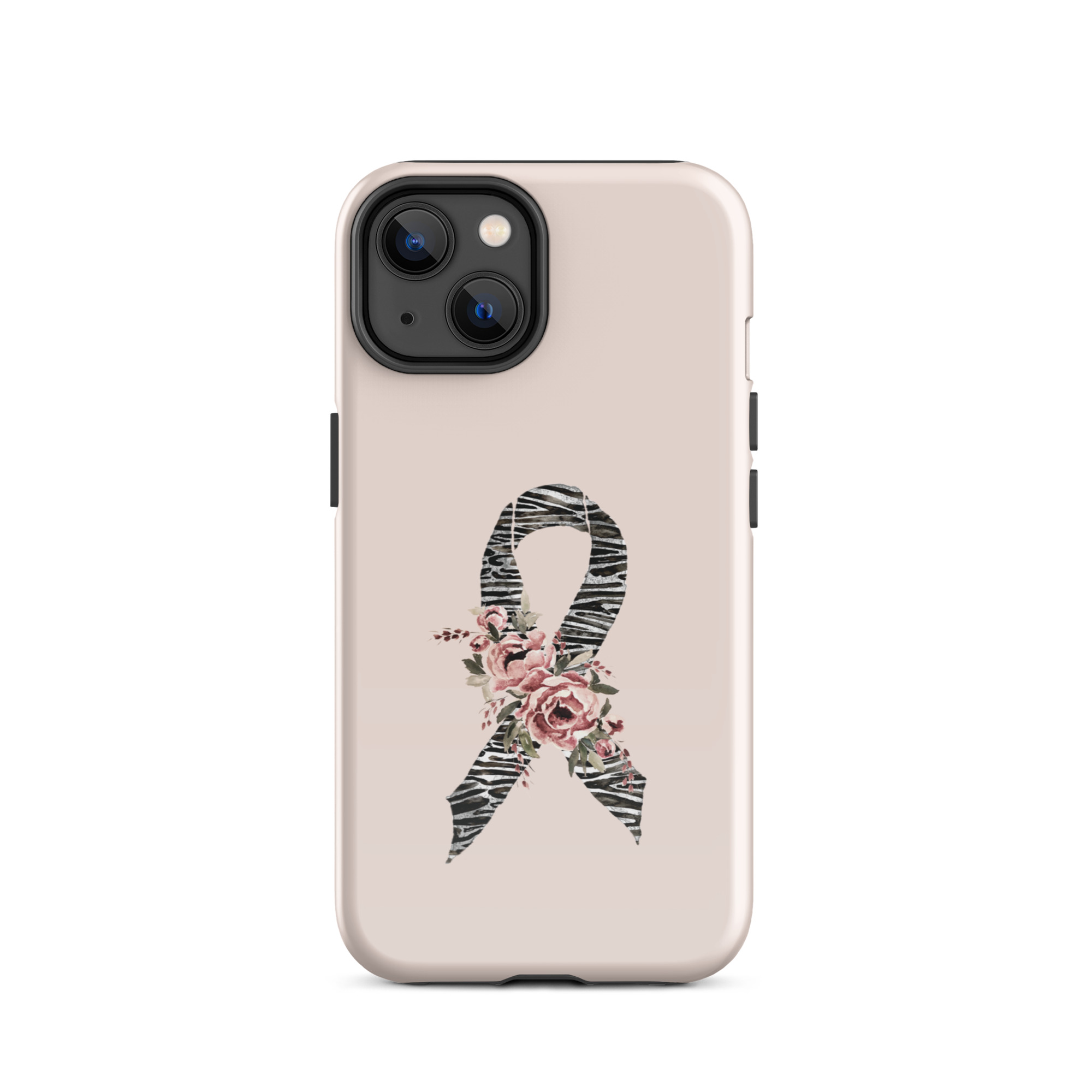Pastel Floral Zebra Awareness Ribbon Tough Case for iPhone® In Pink - Image 2