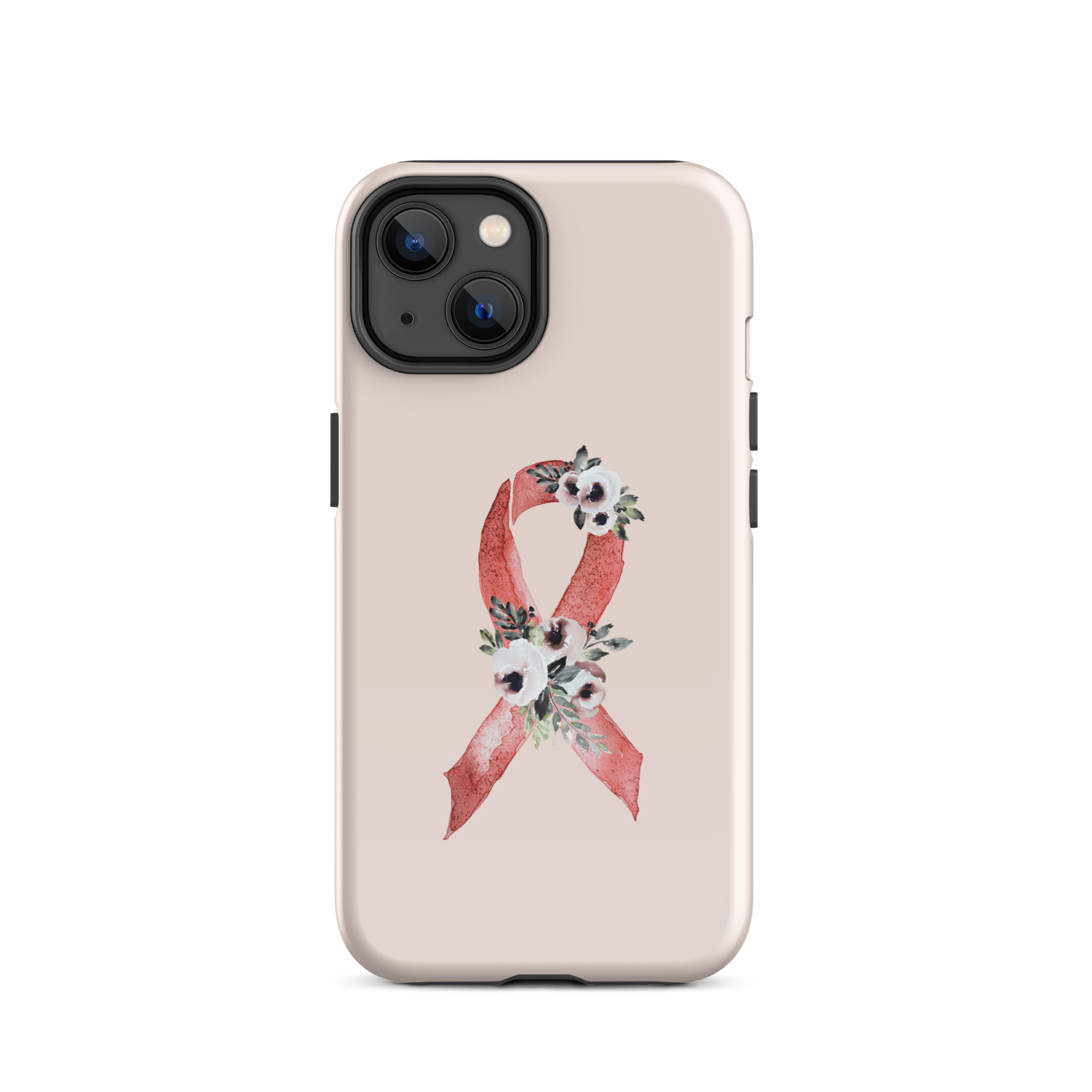 Pastel Floral Red Awareness Ribbon Tough Case for iPhone® In Pink - Image 2
