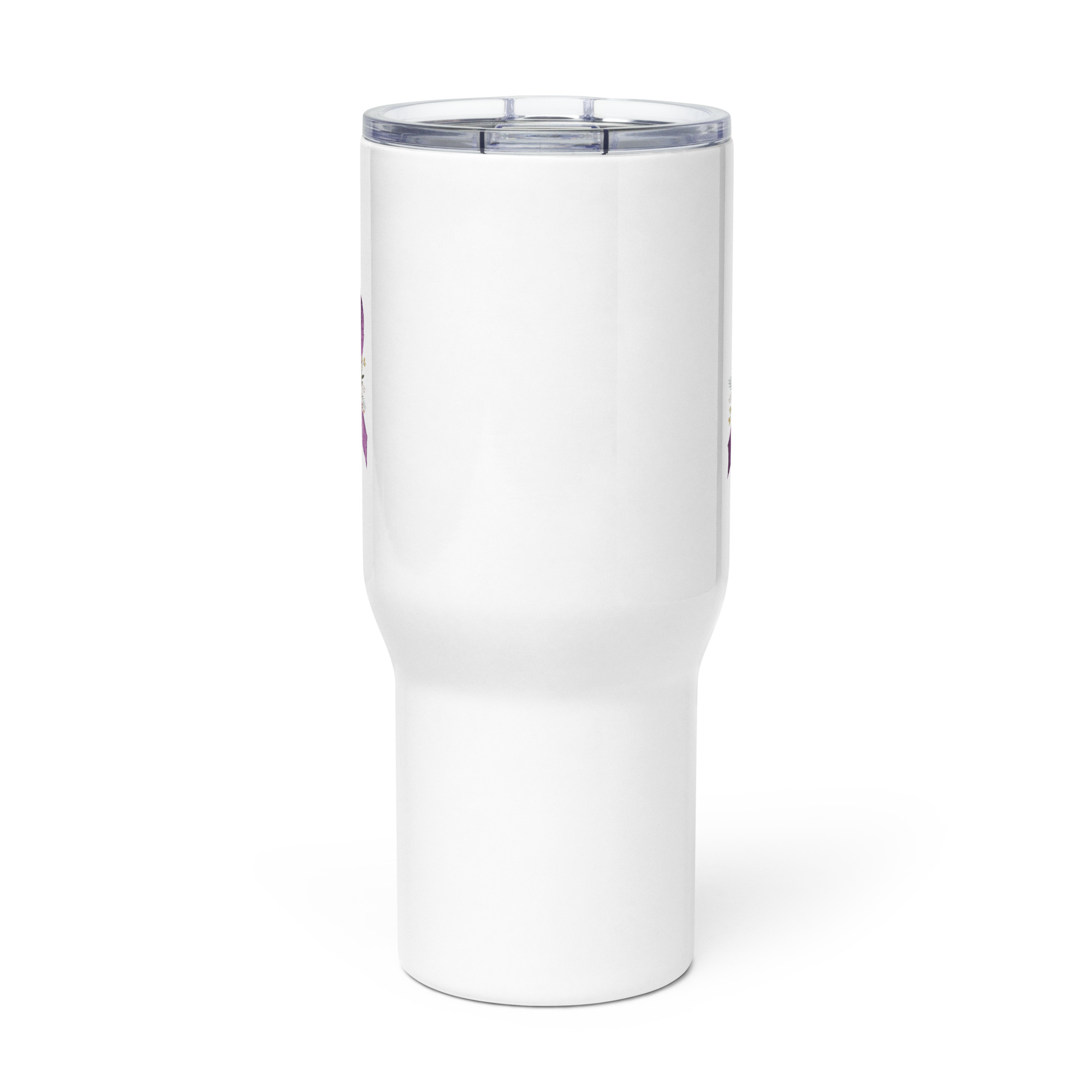 Pastel Floral Purple Awareness Ribbon Travel Mug With A Handle - Image 7