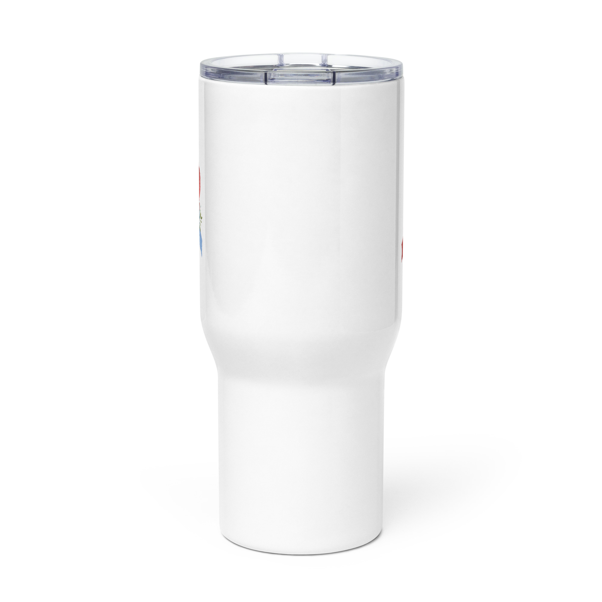 Pastel Floral Red & Blue Awareness Ribbon Travel Mug With A Handle - Image 7