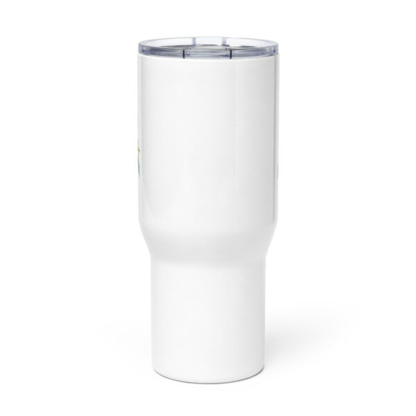 Pastel Floral Teal & White Awareness Ribbon Travel Mug With A Handle