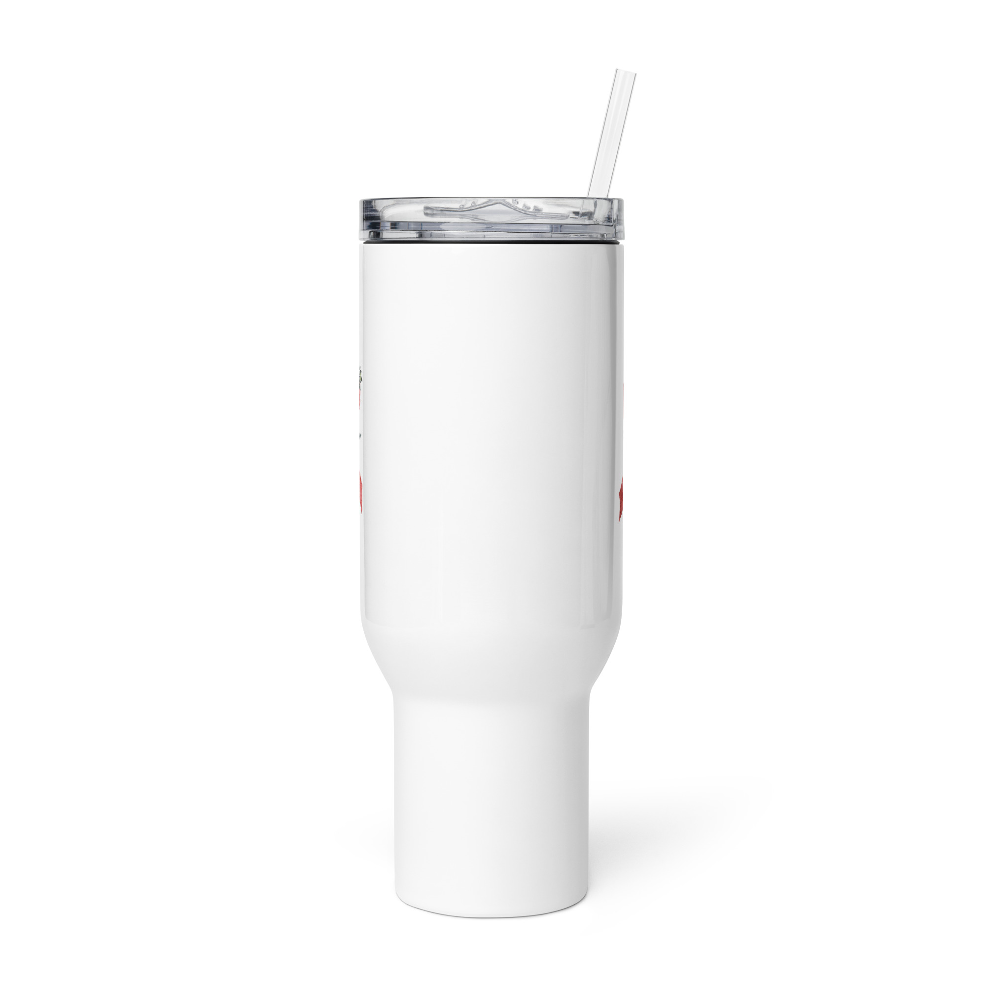 Pastel Floral Red Awareness Ribbon Travel Mug With A Handle - Image 4